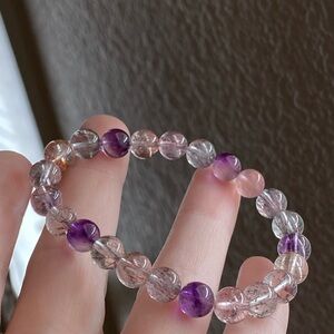 Super Seven Bracelet 6–7mm – Amethyst & Hematite Inclusions Quartz Melody Stone